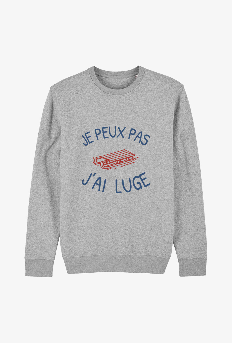 Grossiste Koloris - Sweat enfant Gris - je peux pas j'ai luge