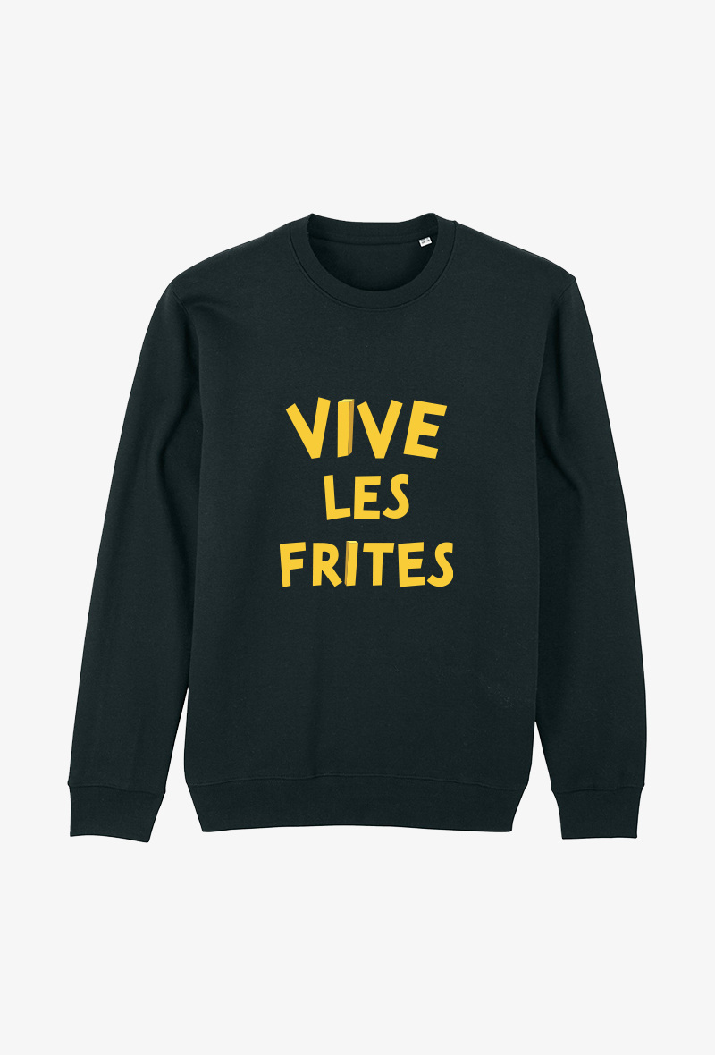 Grossista Koloris - Felpa per bambini nera - Viva le patatine fritte