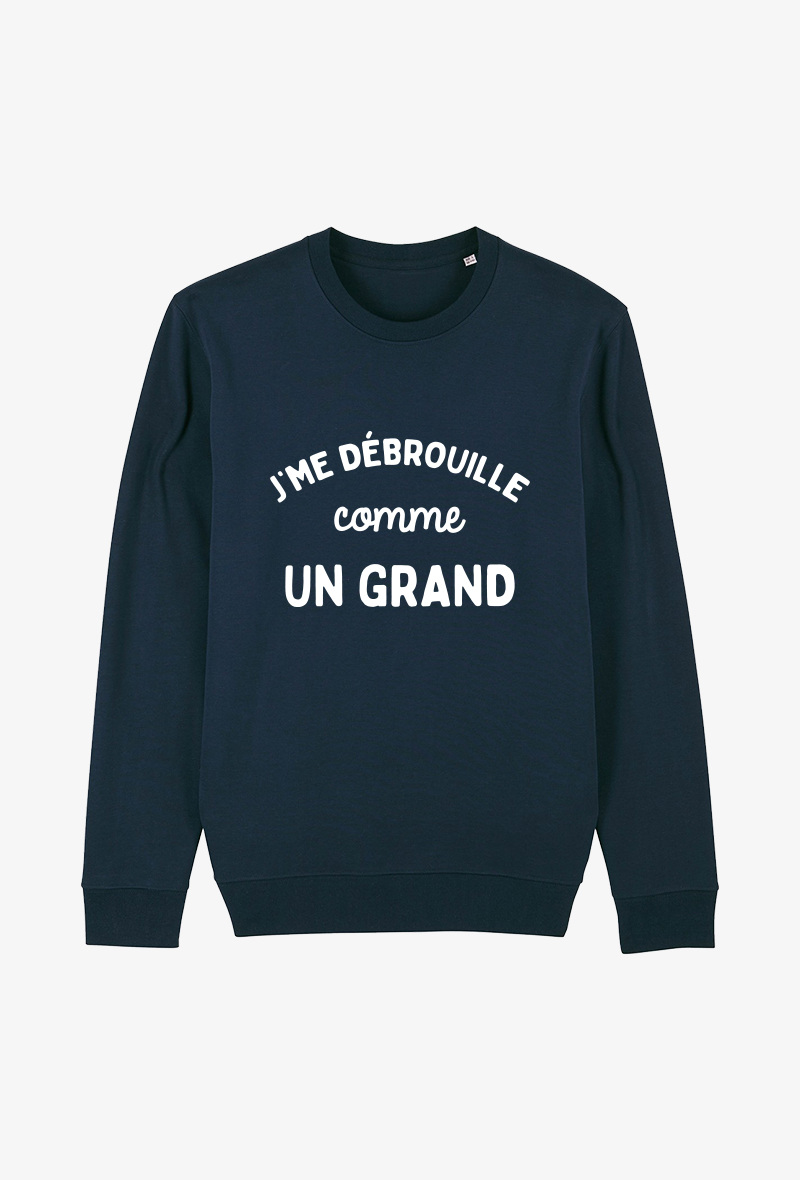 Grossiste Koloris - Sweat enfant Marine - Je me débrouille comme un grand