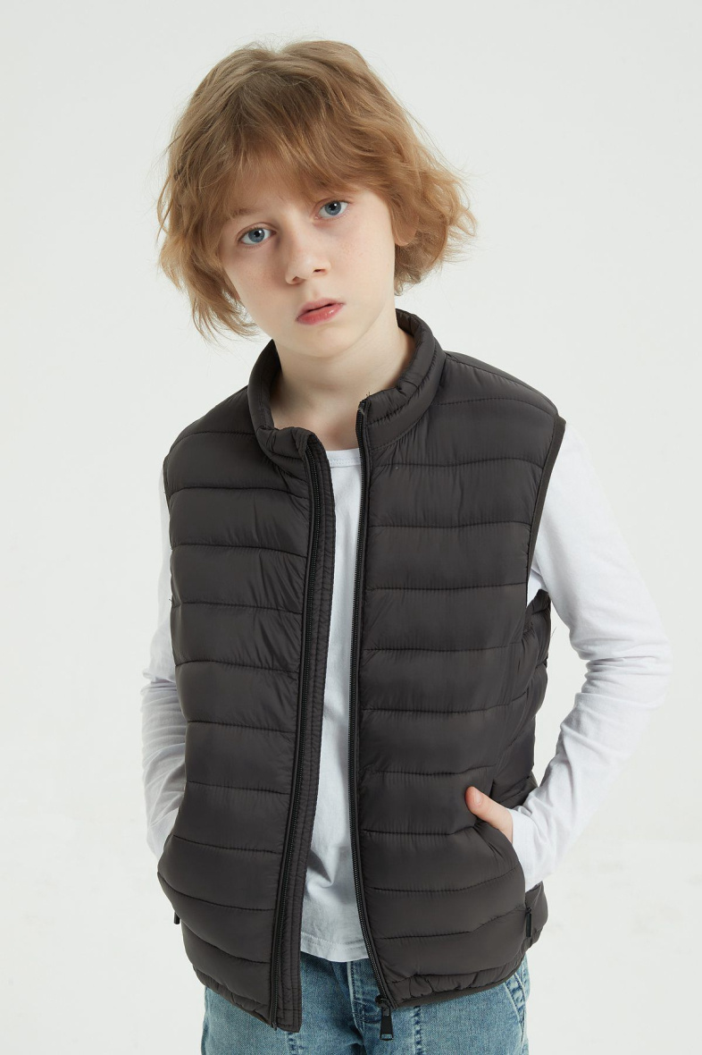 Mayorista KYMAXX - Plumífero infantil corto, ligero, repelente al agua, sin mangas y con cuello alto