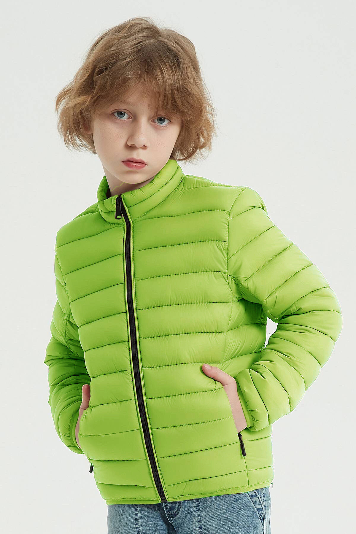 Wholesaler KYMAXX - Children's lightweight plain long-sleeved down jacket without hood