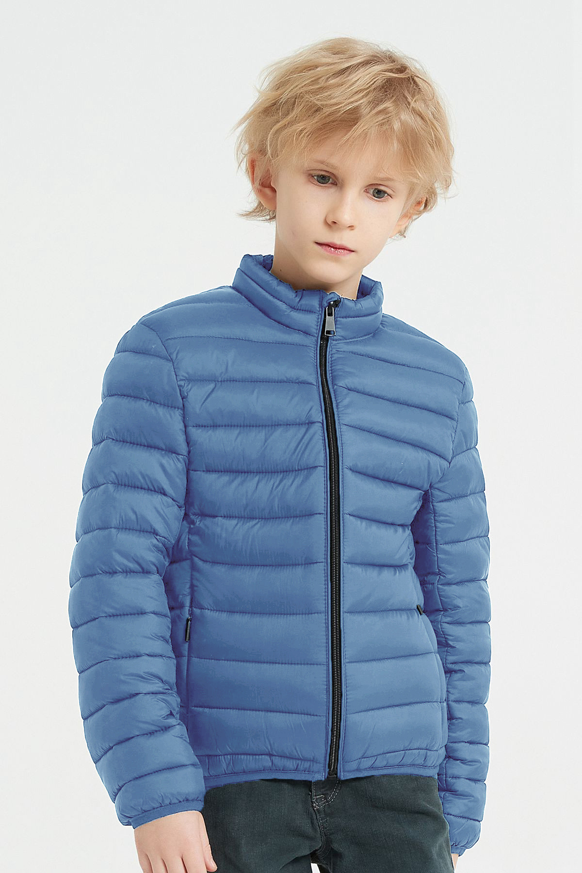 Wholesaler KYMAXX - Children's lightweight plain long-sleeved down jacket without hood