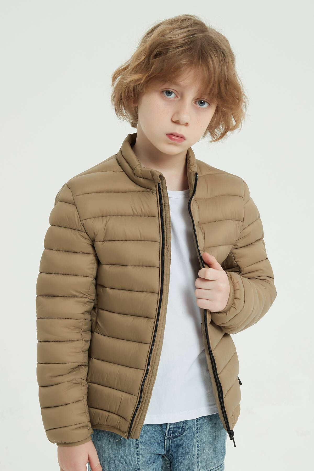 Wholesaler KYMAXX - Children's lightweight plain long-sleeved down jacket without hood
