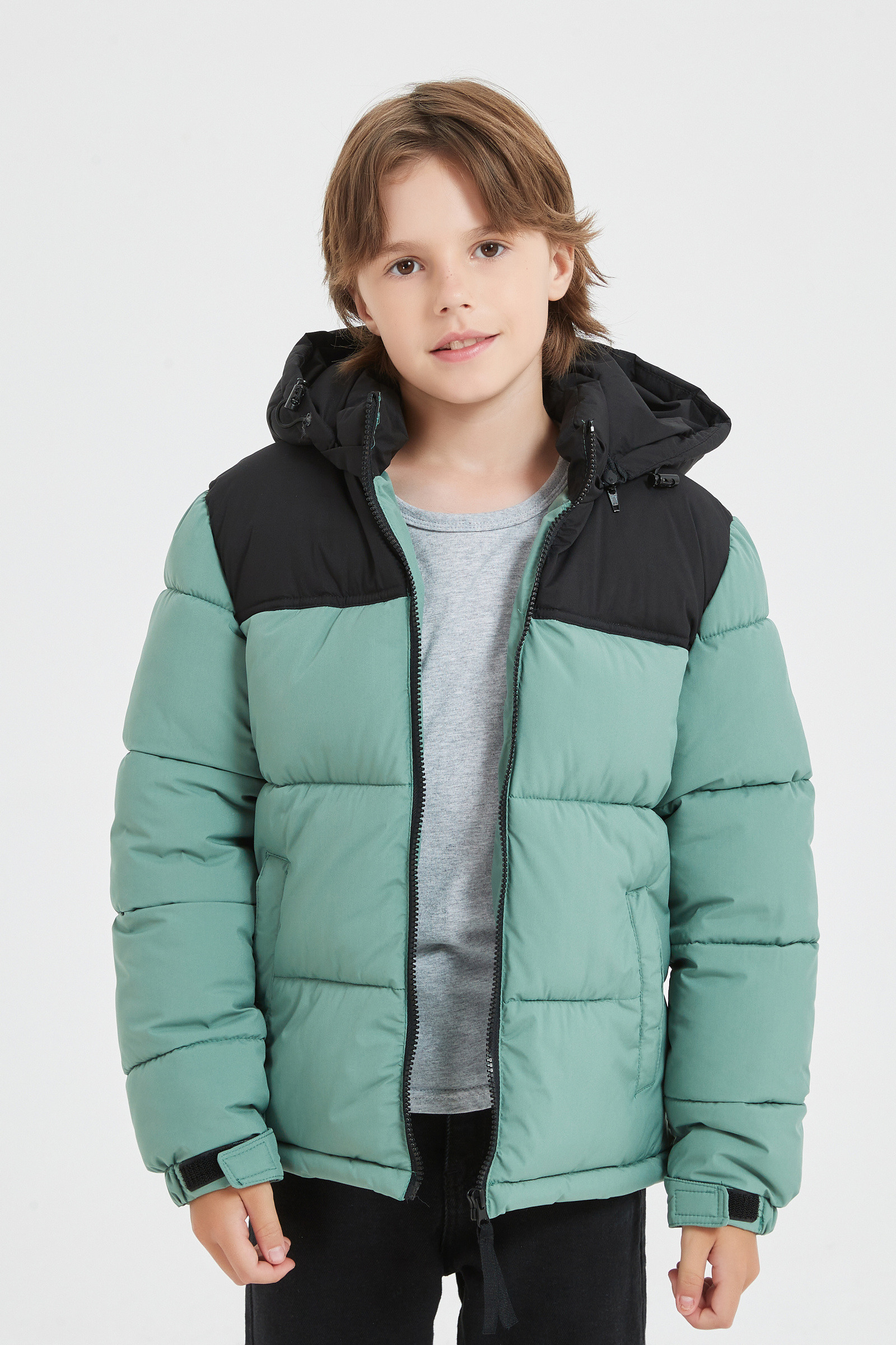 Mayorista KYMAXX - Chaqueta acolchada infantil de manga larga con capucha desmontable