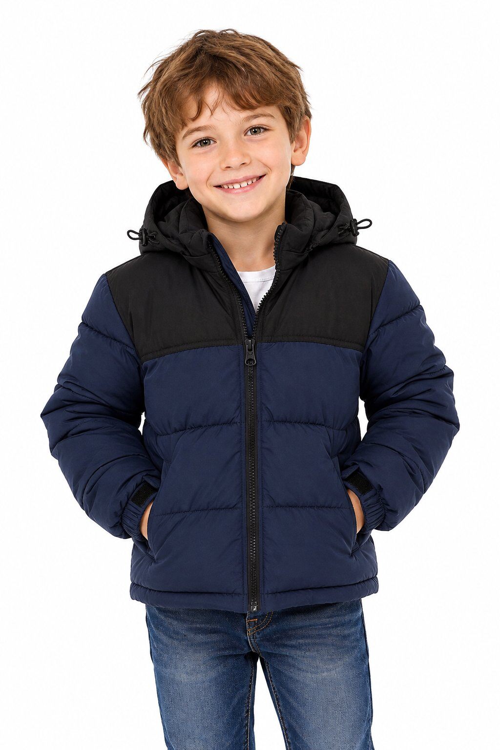 Mayorista KYMAXX - Chaqueta acolchada infantil de manga larga con capucha desmontable
