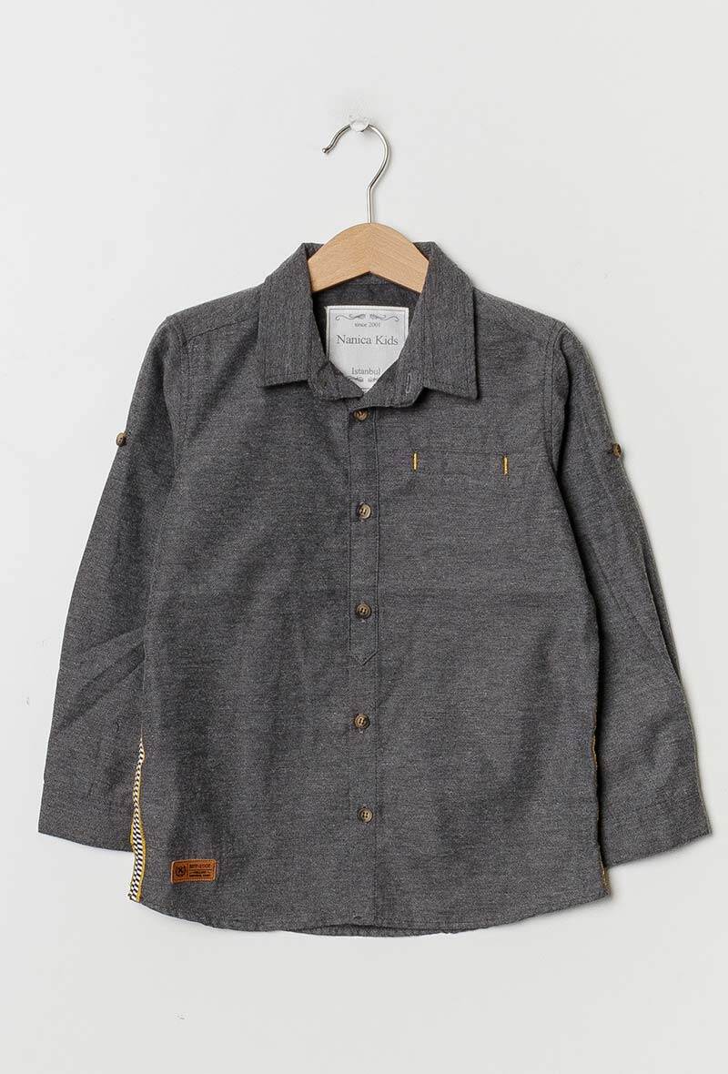 Grossista Lara Kids - Camicia in cotone con bande laterali