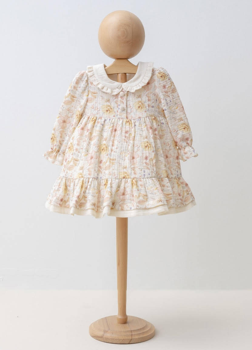 Wholesaler Lara Kids - PETER PAN COLLAR DRESS