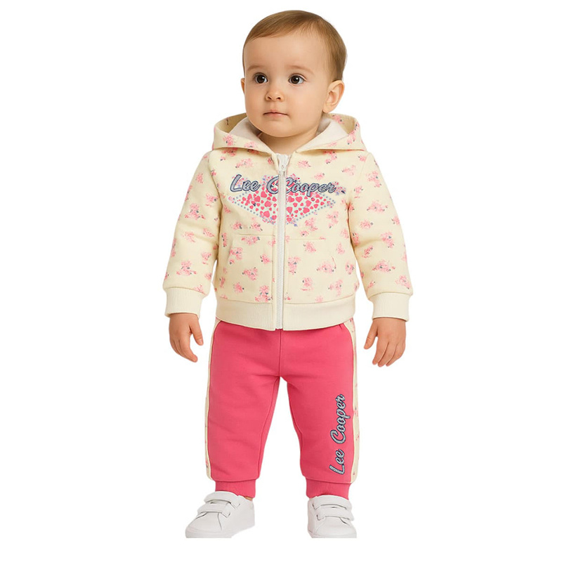 Großhändler Lee Cooper - Lee Cooper Baby-Mädchen Kapuzenjacke und Jogginghose Set