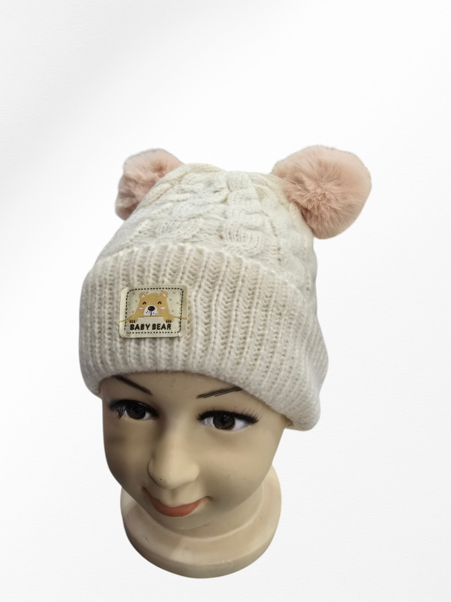Teddybär-Kindermütze - Ecru - 2 - Großformat