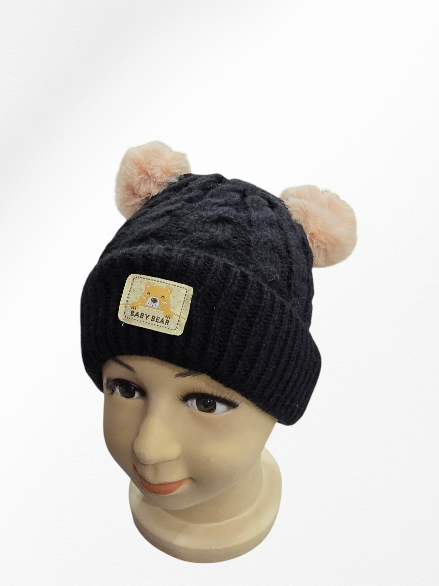 Teddybär-Kindermütze - Schwarz 2 - Miniaturansicht