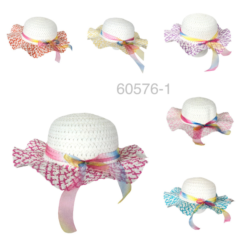 Grossista Lidy's - Cappello per bambini con bordo colorato e nastro arcobaleno