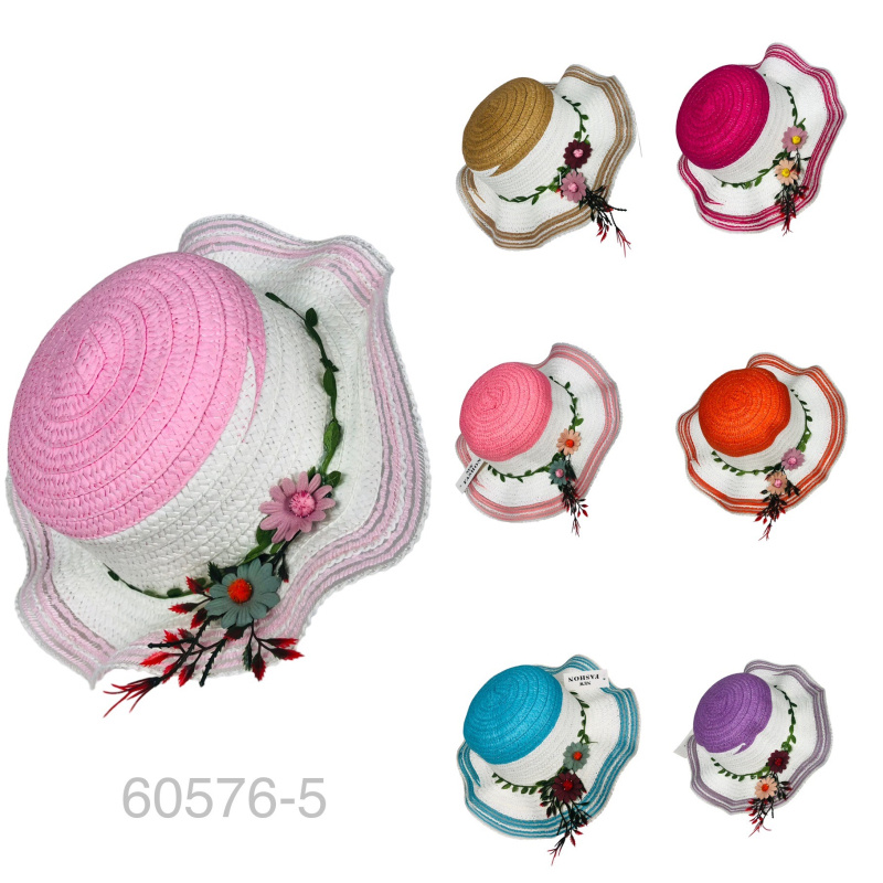 Grossista Lidy's - Cappello per bambini con tesa ondulata e decorazione floreale