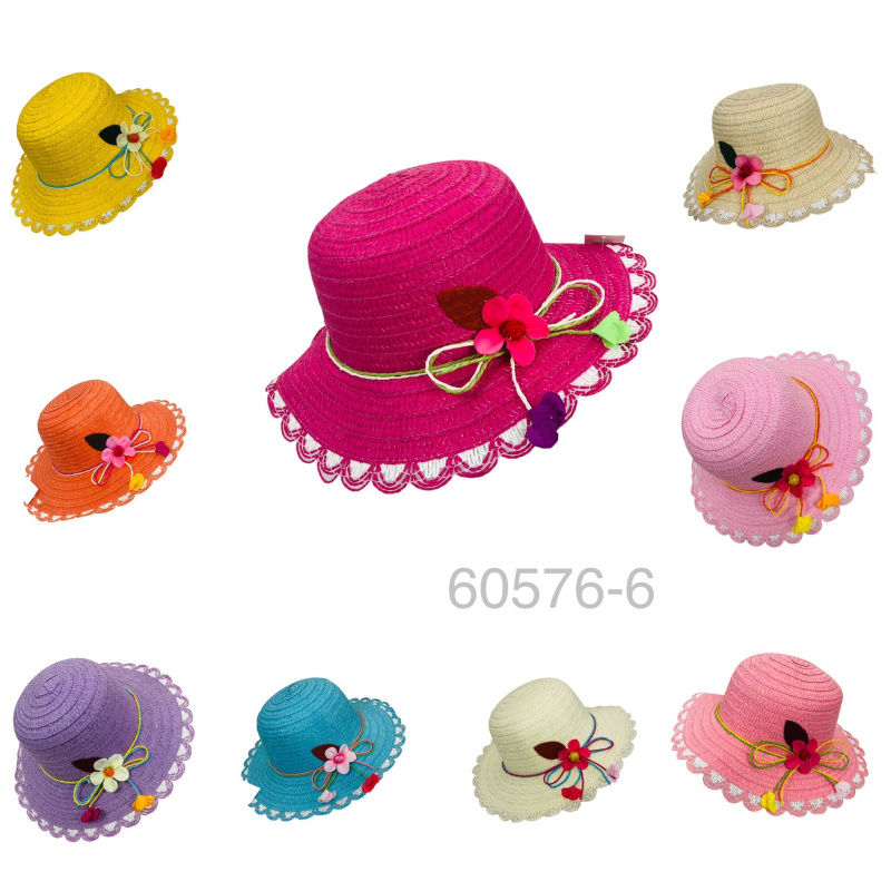 Grossista Lidy's - Cappello per bambini traforato con fiori decorativi e bordo smerlato