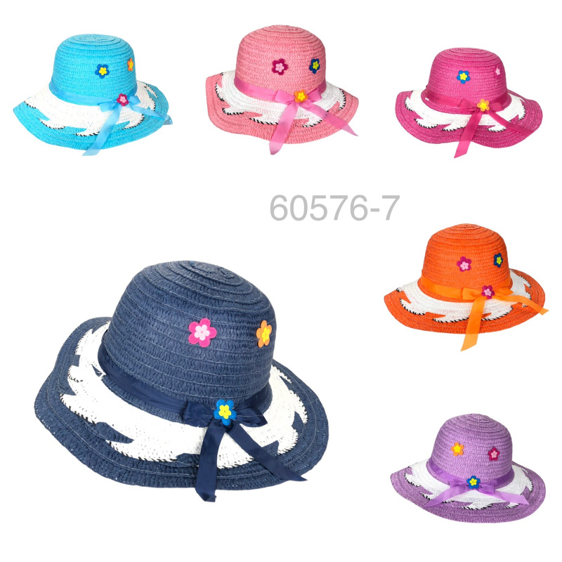 Grossista Lidy's - Cappello bicolore per bambini con fiori decorativi e fiocco