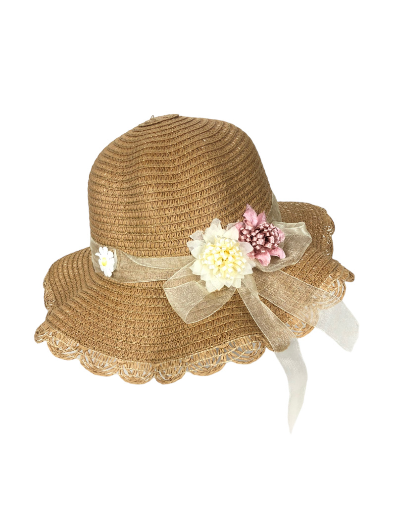 Grossista Lidy's - Cappello per bambini con nastro floreale e bordi in stile pizzo