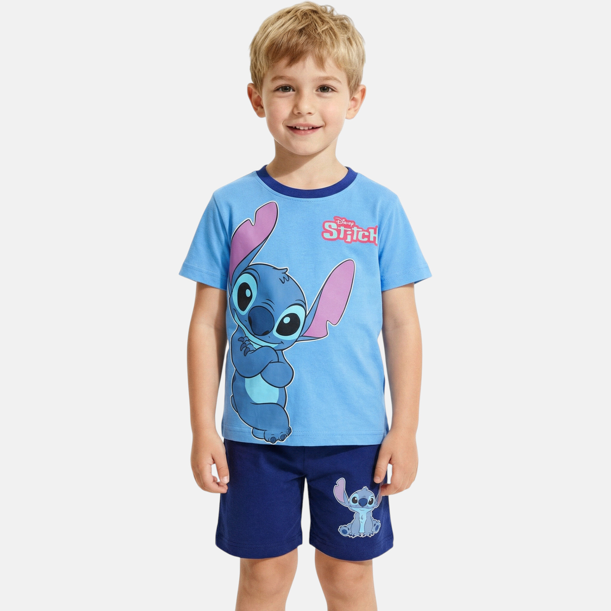 Grossista Lilo & Stitch - Completo T-shirt e pantaloncini Lilo e Stitch per bambino su gruccia