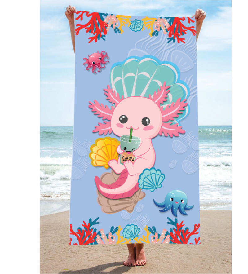 Asciugamano da spiaggia in microfibra - 70x140cm - COLLEZIONE BAMBINI D'ESTATE - Cielo azzurro - 1 - formato grande