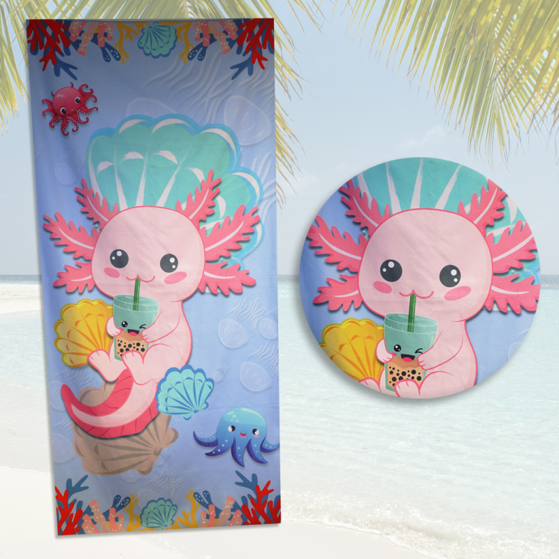 Asciugamano da spiaggia in microfibra - 70x140cm - COLLEZIONE BAMBINI D'ESTATE - Cielo azzurro - 2 - formato grande
