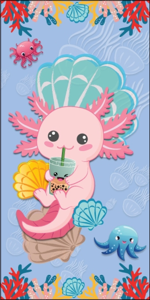 Asciugamano da spiaggia in microfibra - 70x140cm - COLLEZIONE BAMBINI D'ESTATE - Cielo azzurro - 3 - formato grande