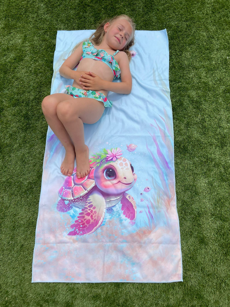 Asciugamano da spiaggia in microfibra - 70x140cm - COLLEZIONE BAMBINI D'ESTATE - Blu Chiaro - 1 - formato grande