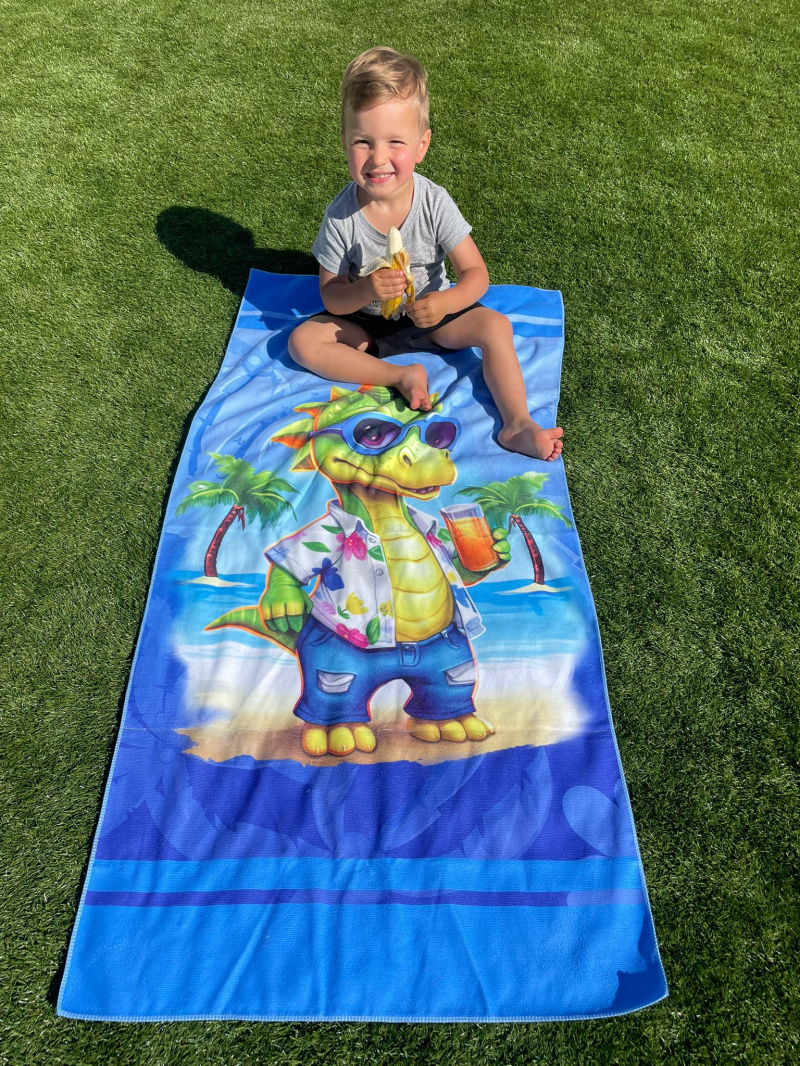 Asciugamano da spiaggia in microfibra - 70x140cm - COLLEZIONE BAMBINI D'ESTATE - Blu - 1 - formato grande