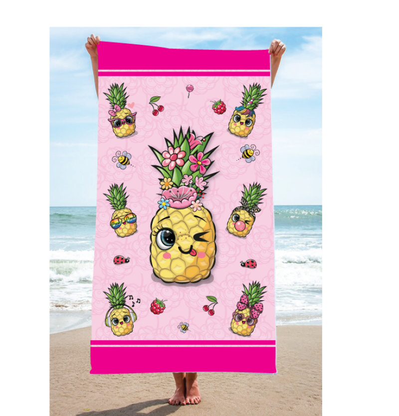 Asciugamano da spiaggia in microfibra - 70x140cm - COLLEZIONE BAMBINI D'ESTATE - Rosa Fluo - 3 - formato grande
