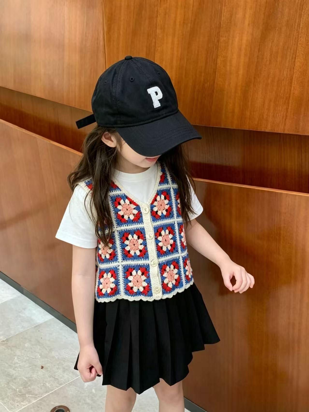 Mayorista Little April - Top sin mangas de crochet multicolor – Abotonado.