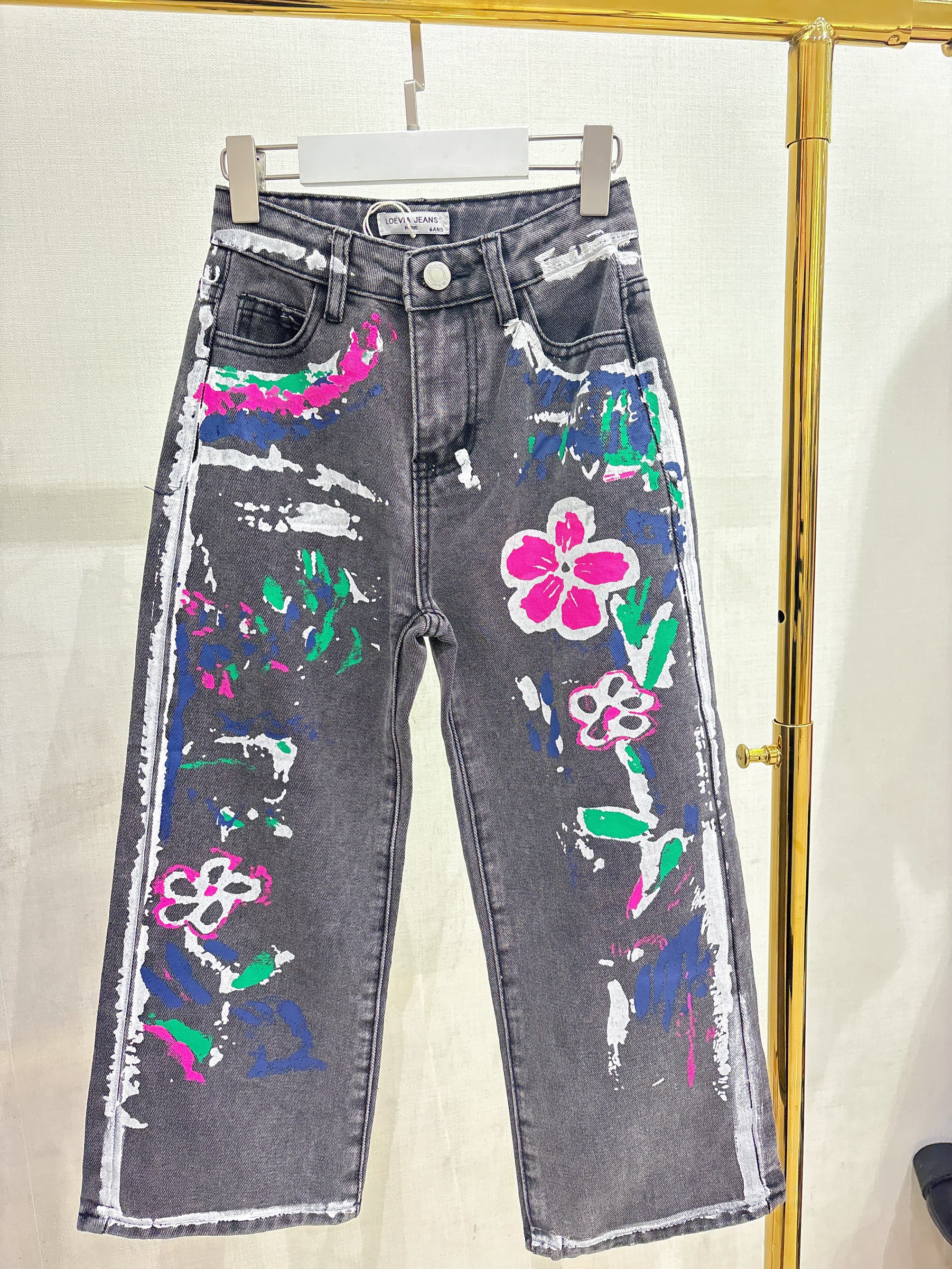 Grossiste LOEVIA - Pantalon jean enfant effet tag