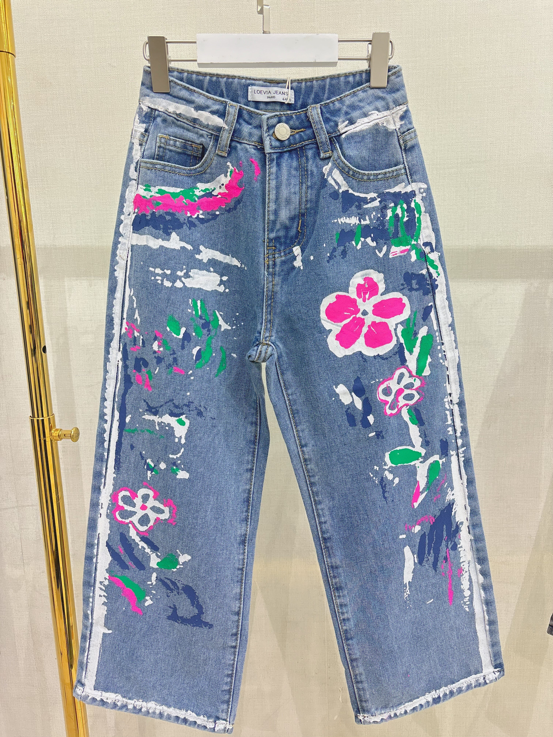 Grossiste LOEVIA - Pantalon jean enfant effet tag