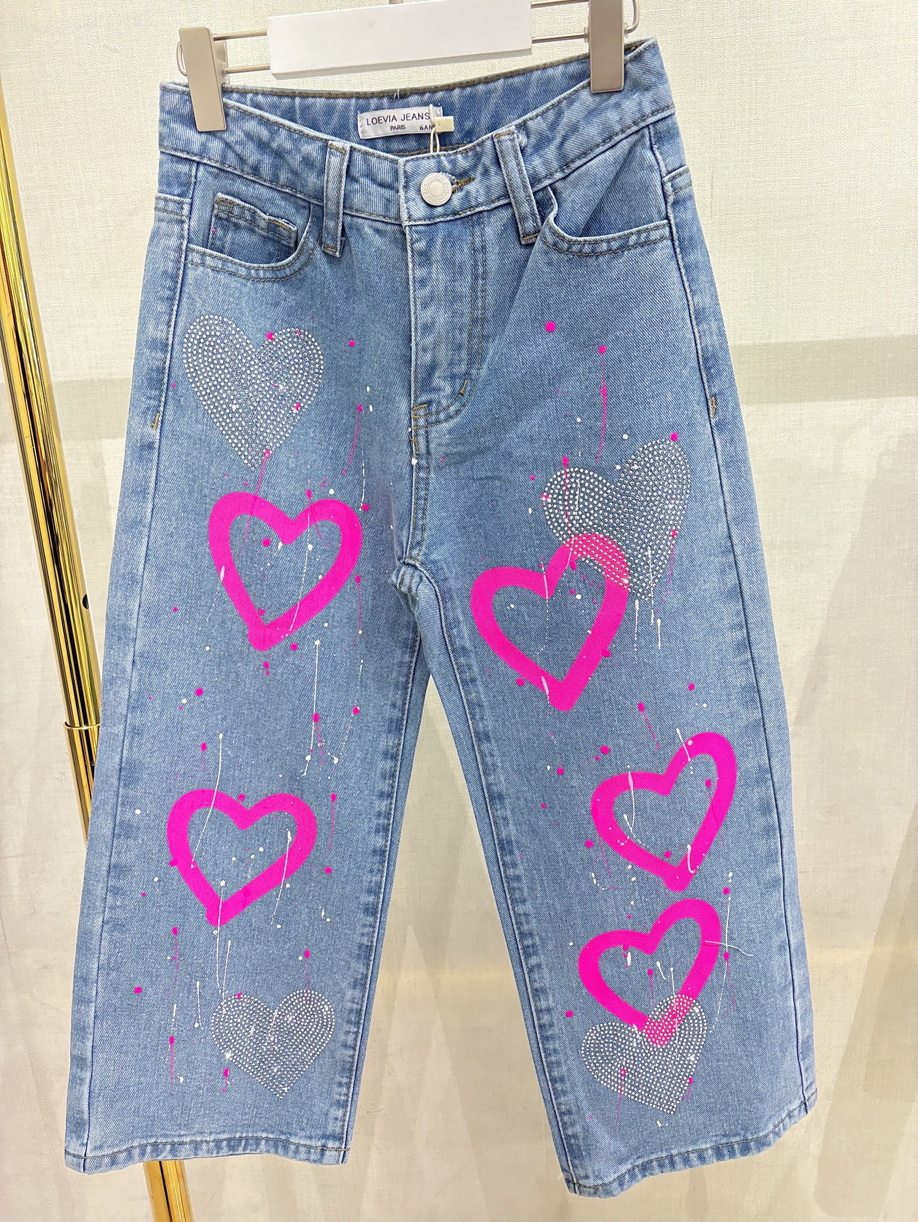 Grossiste LOEVIA - Jean fillette tag+strass