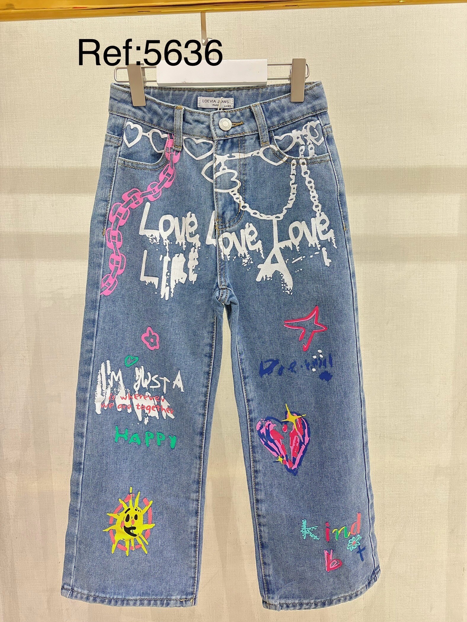 Grossiste LOEVIA - Pantalon jean effet tag