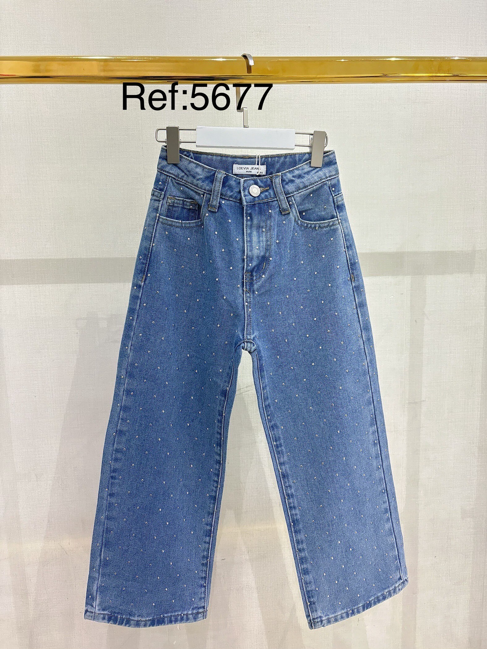 Grossiste LOEVIA - Pantalon jean fillette avec petit clous