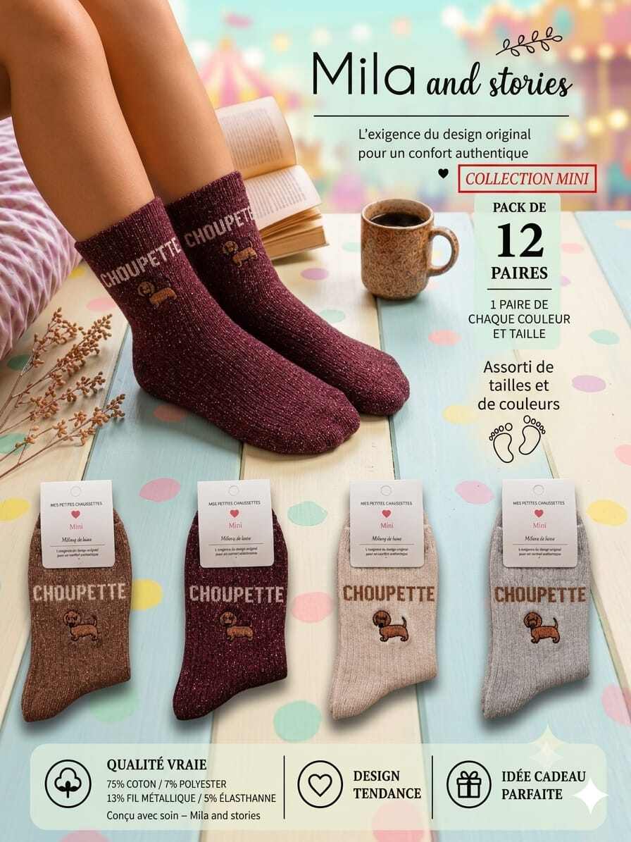 Grossiste Lolilota - Pack mix de 12 paires de chaussettes choupette enfants