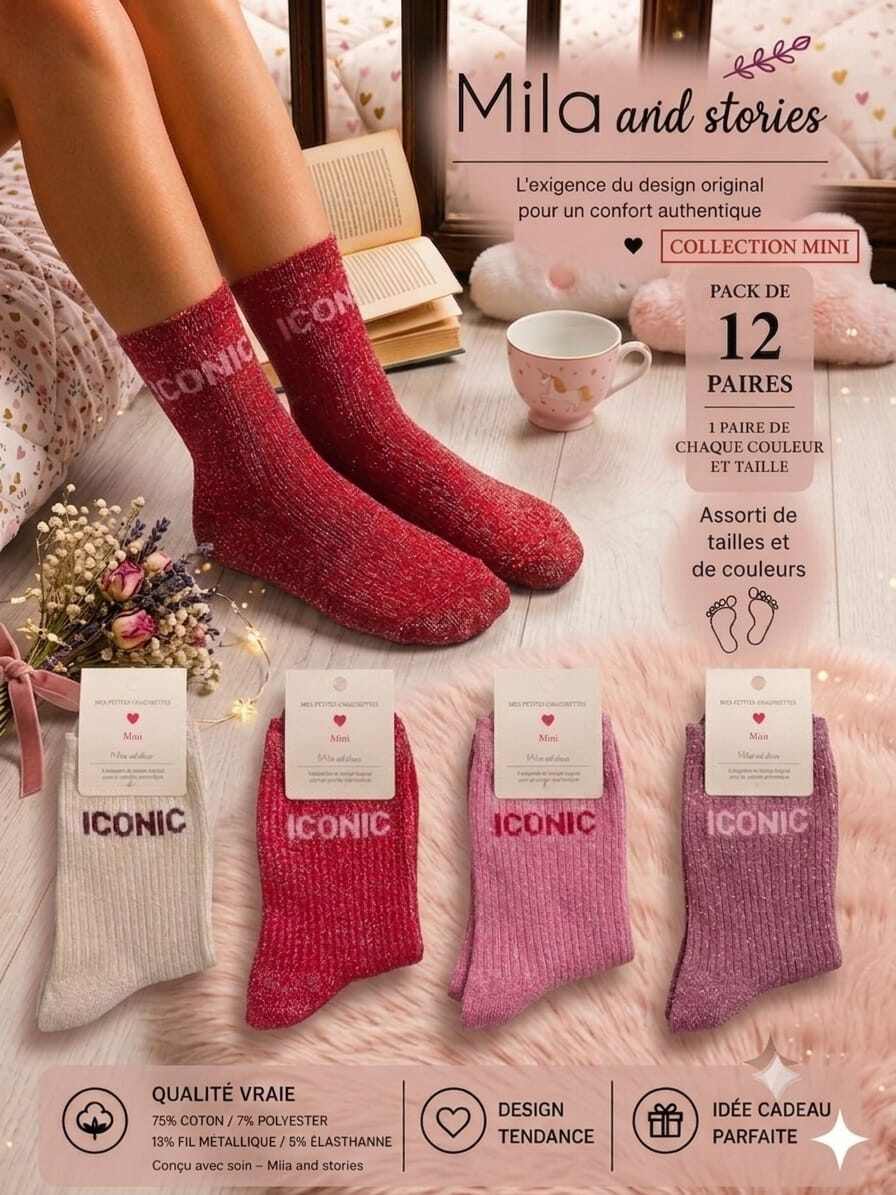 Grossiste Lolilota - Pack mix de 12 paires de chaussettes iconic enfants