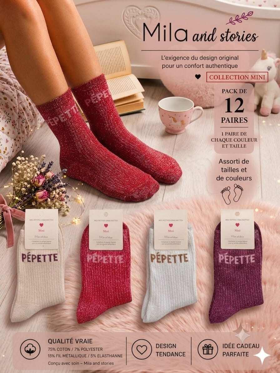 Grossiste Lolilota - Pack mix de 12 paires de chaussettes pépette enfants