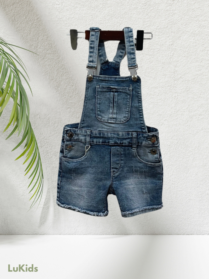Mayorista Lu Kids - Mono corto vaquero para niña con bolsillo delantero
