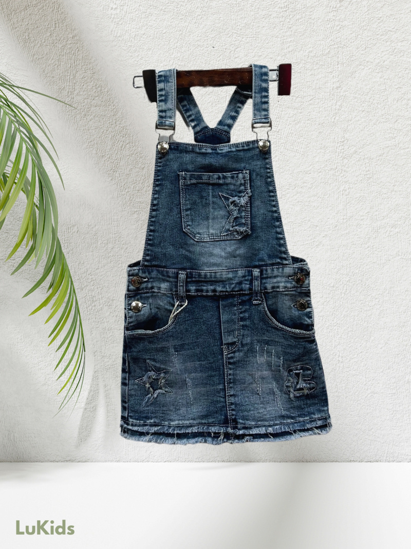 Mayorista Lu Kids - Mono con falda vaquera con estampado de estrellas para niña