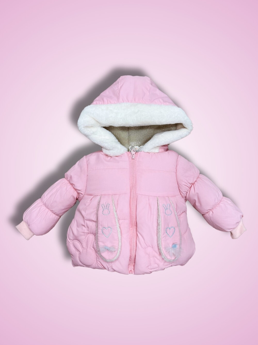 Großhändler Lu Kids - Daunenjacke mit Hasenohren für Baby-Mädchen
