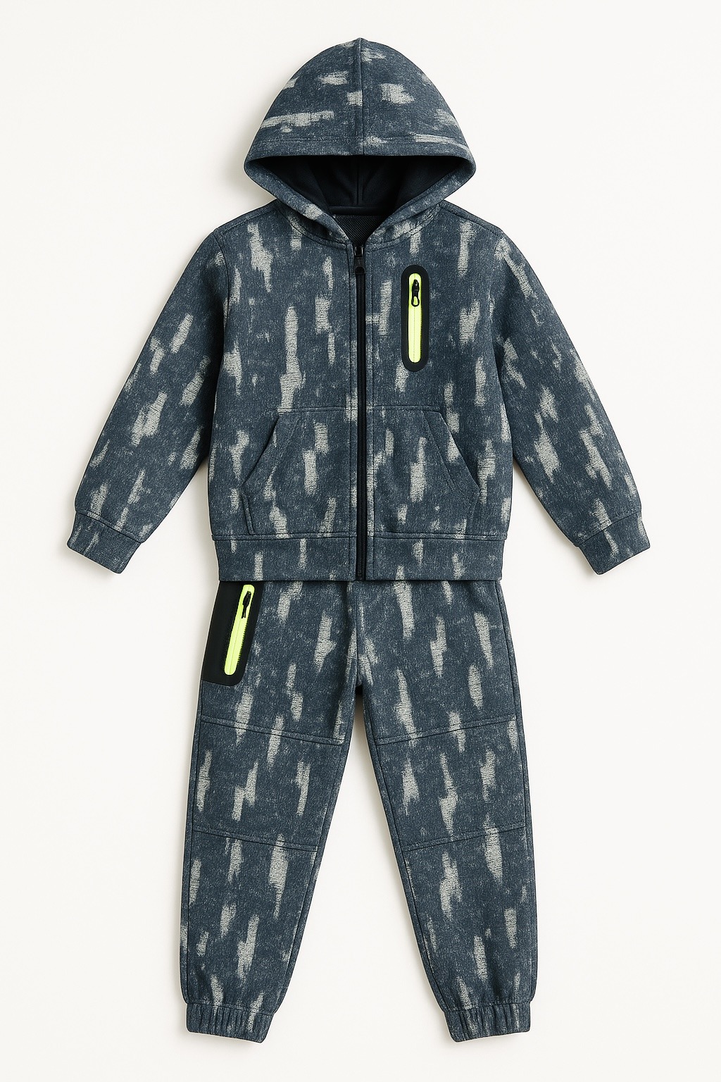 Grossiste Lu Kids - Ensemble garçon effet brossé avec poches néon