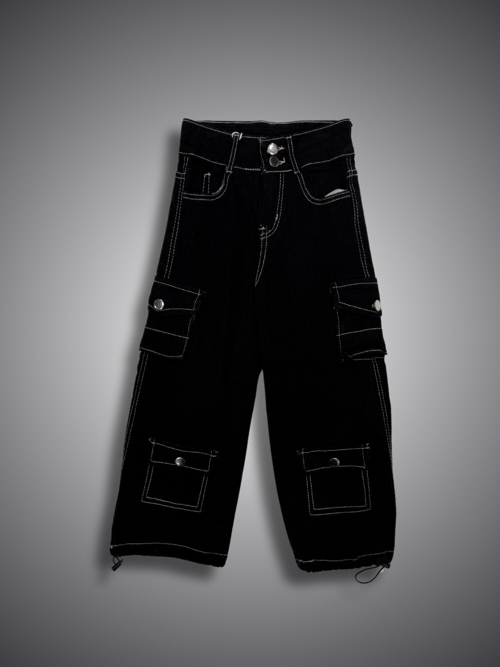 Wholesaler Lu Kids - Girls' Cargo Denim Pants with Pockets