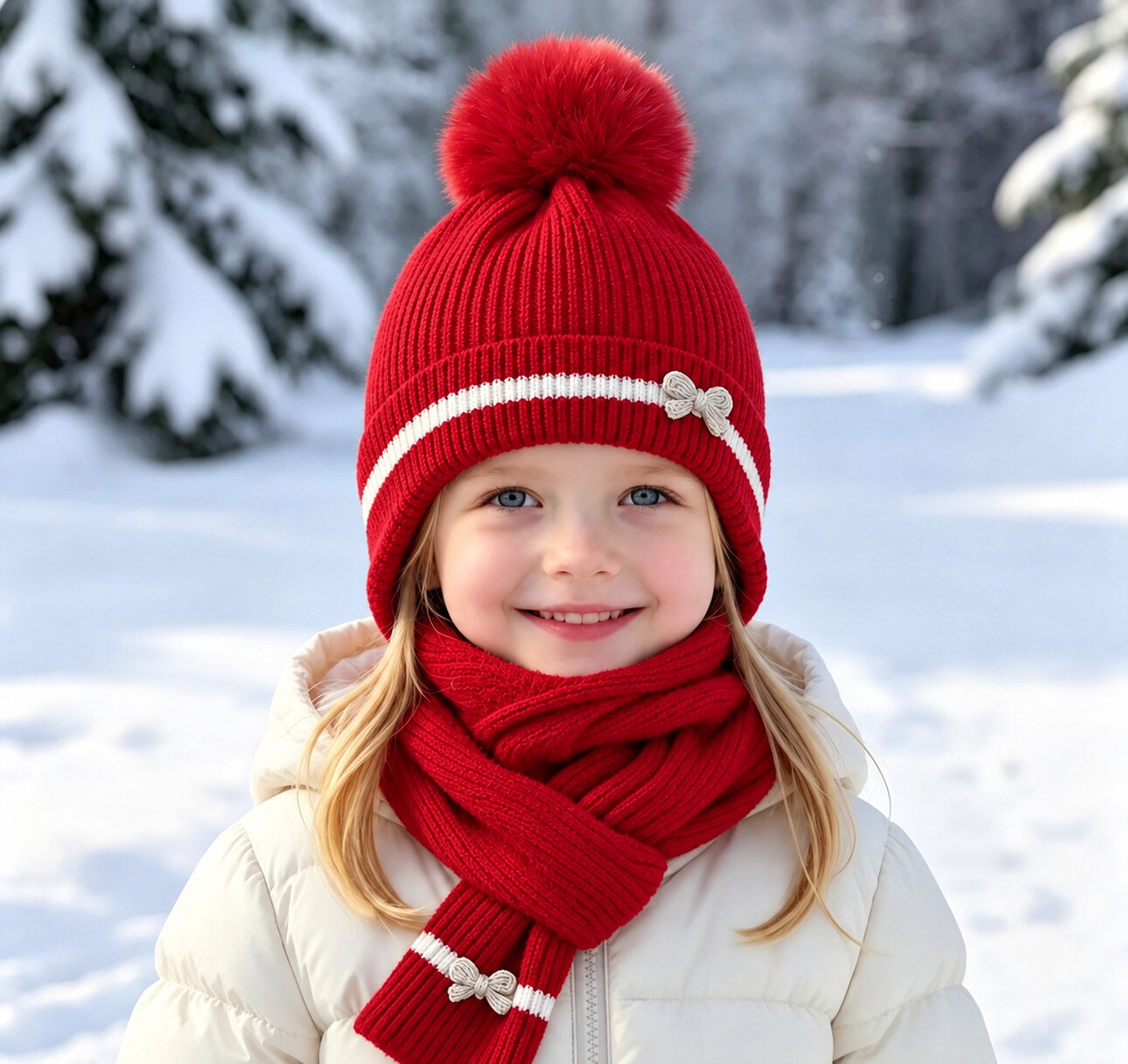 Grossiste LX Moda - Ensemble bonnet + écharpe enfant – nœud papillon
