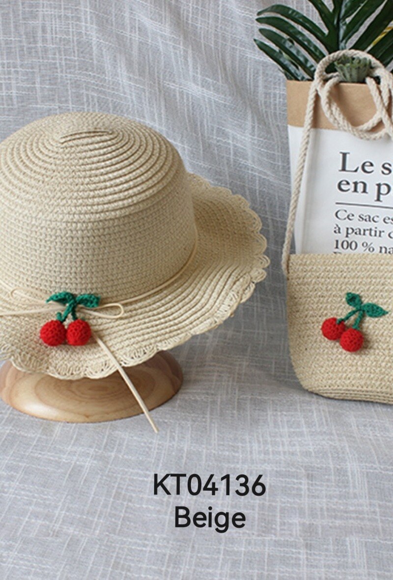 Mayorista M&P Accessoires - Conjunto niña sombrero de paja y bolso con cereza