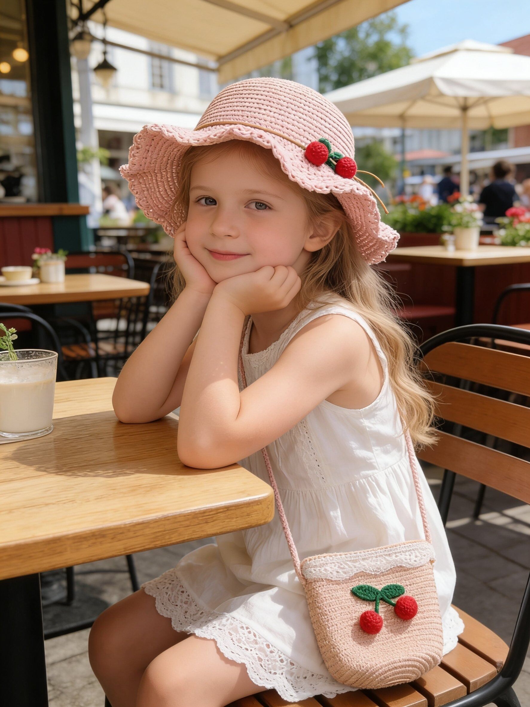 Mayorista M&P Accessoires - Conjunto niña sombrero de paja y bolso con cereza