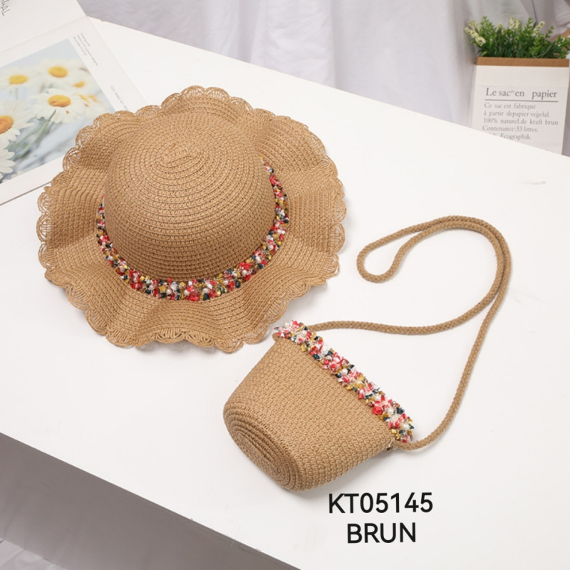 Mayorista M&P Accessoires - Conjunto niña sombrero paja y bolso perlas