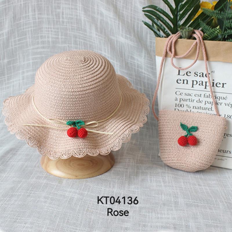 Mayorista M&P Accessoires - Conjunto niña sombrero de paja y bolso con cereza