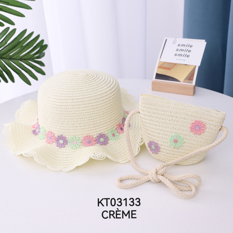 Mayorista M&P Accessoires - Conjunto niña sombrero de paja y bolso con flor