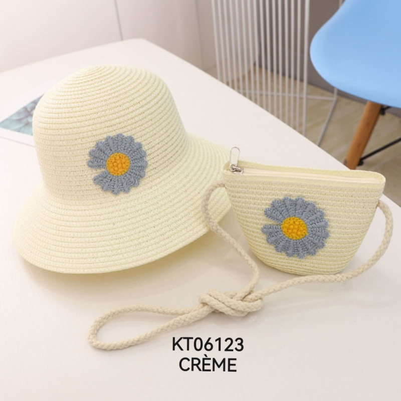 Mayorista M&P Accessoires - Conjunto niña sombrero de paja y bolso con margarita