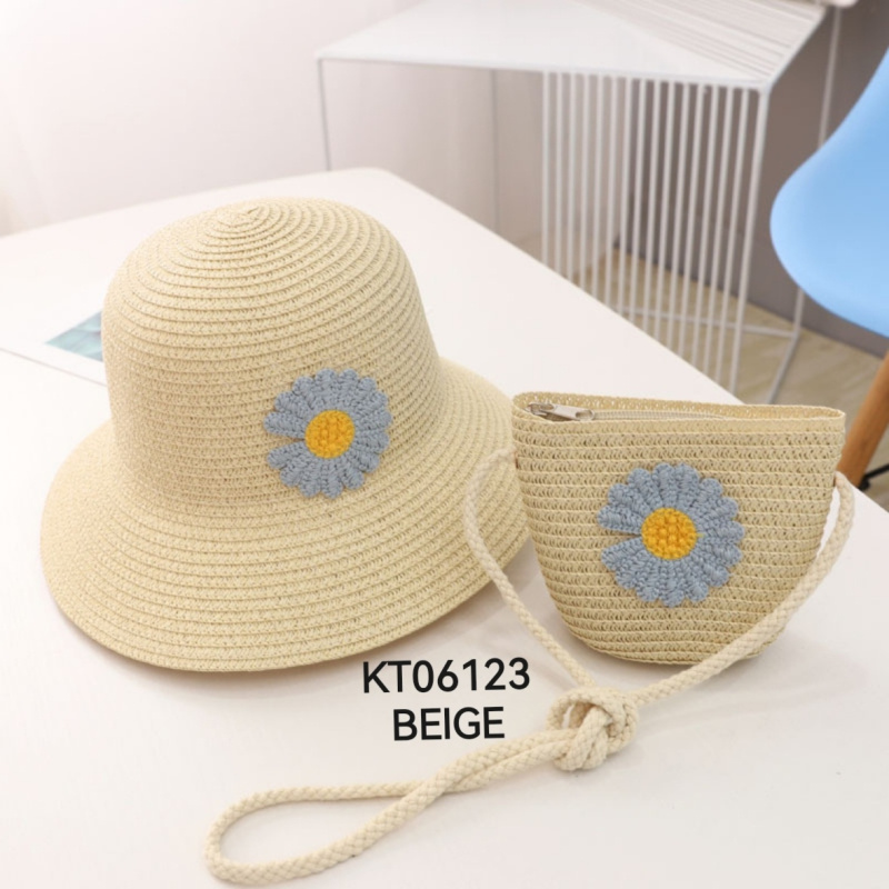 Mayorista M&P Accessoires - Conjunto niña sombrero de paja y bolso con margarita