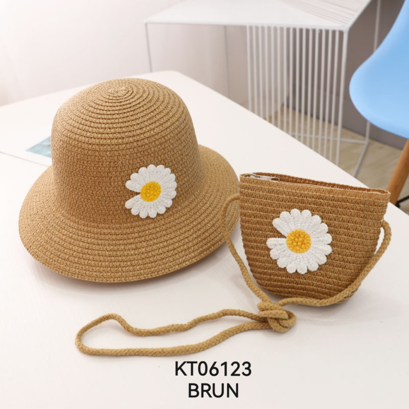 Mayorista M&P Accessoires - Conjunto niña sombrero de paja y bolso con margarita