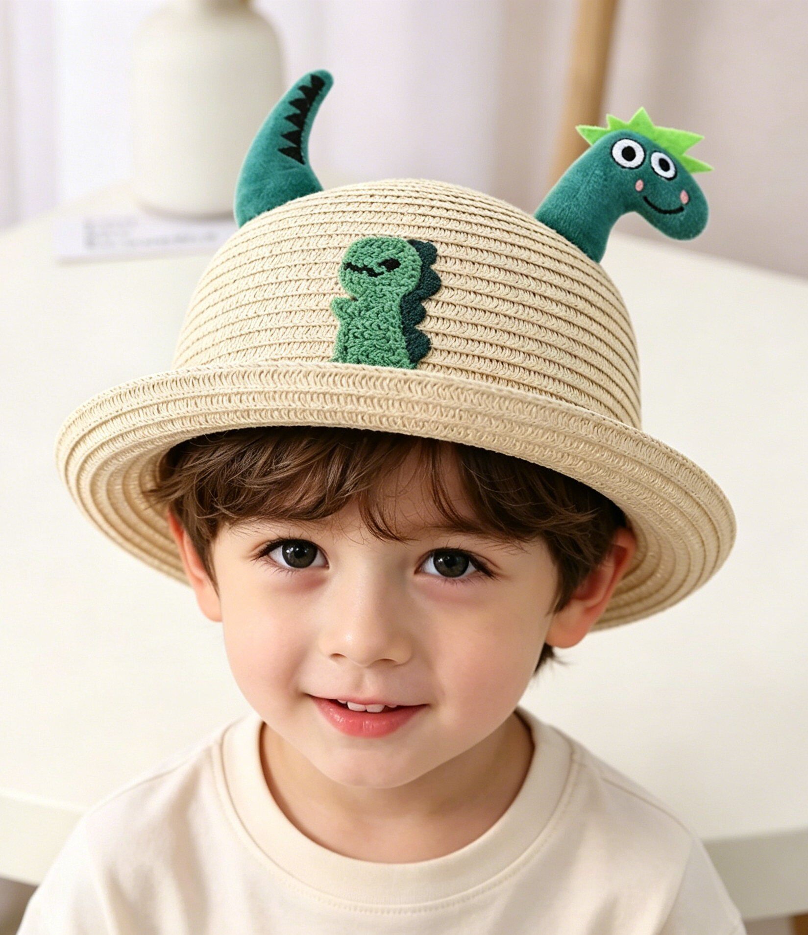 Grossista M&P Accessoires - Cappello di paglia per bambini con dinosauro